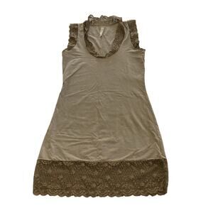 Vintage 2000s Y2K Free People Brown Lace Layering Tank Top Size Small Petite